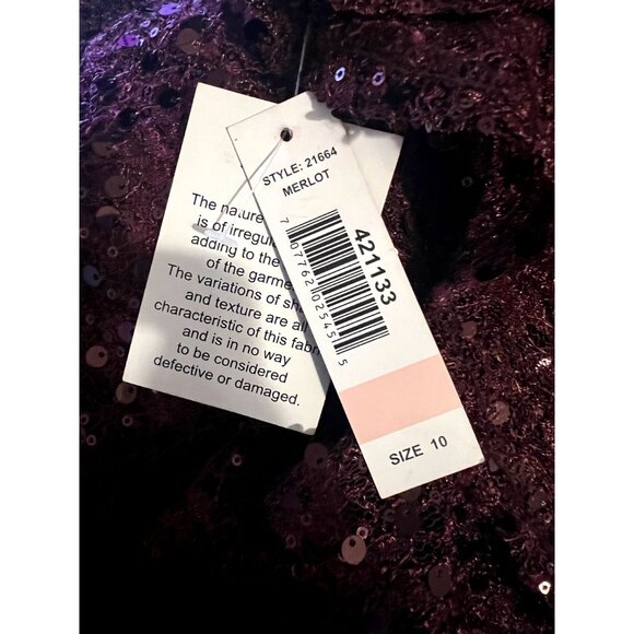 Nightway Women's Sequined Lace Bell-Sleeve Dress Women's Size 10 New with Tags S - Picture 5 of 5